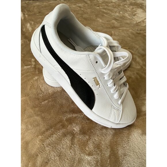 Puma Shoes - PUMA White & Black Leather Sneakers, Size 8 Women / 6.5 Men, New Without Box